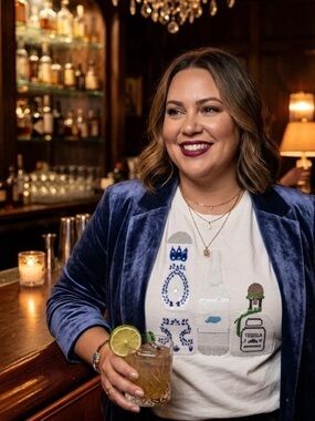 Queen Of Sparkle White T shirt with Sequin Tequila Agave images Large